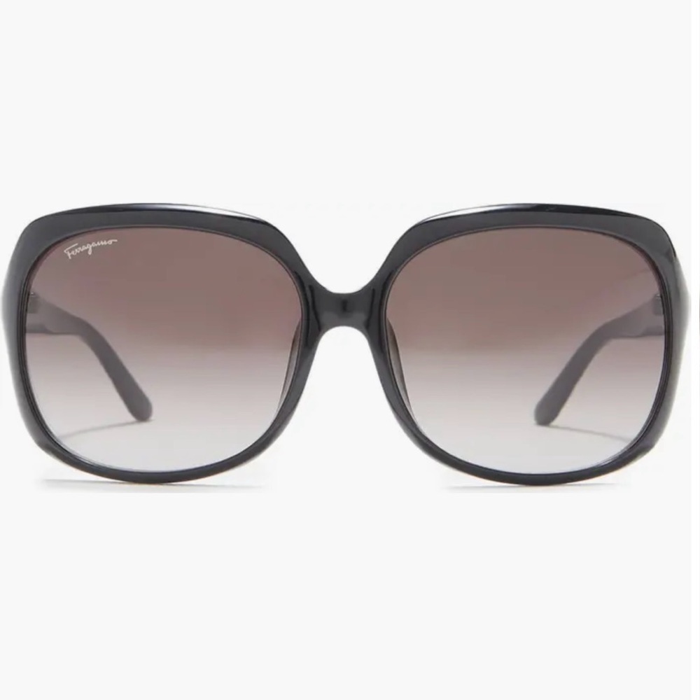Salvatore Ferragamo Black Frame with Brown Gradient Lenses Women's Sunglasses